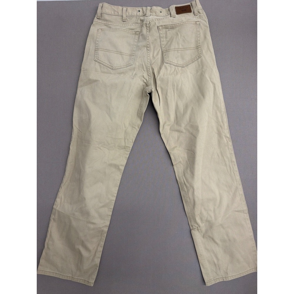 LL Bean Mens Khaki Chino Pants 34x32 100% Cotton Straight Leg Tan Twill OAAJ8